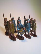 QUIRALU COFALU ALUDO ENSEMBLE DE 9 SOLDATS POILUS AU DEFILE  jouet ancien