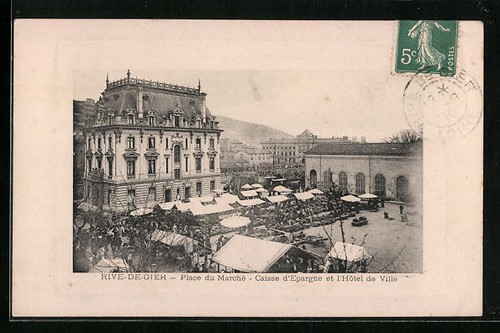 Cpa rive gier place - rive-de-gier,, du