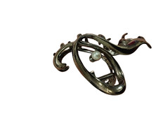 Broche Dragon  avec Perle Blanche & Pierre Rouge – Style Asiatique Feng Shui