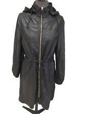 Magnifique Manteau Trench Cuir Agneau Noir Massimo Dutti M Comme Neuf