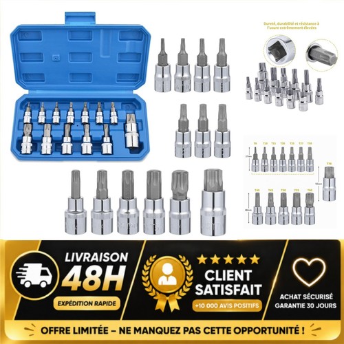 Coffret douilles torx femelle - douilles,