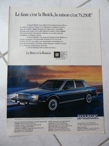 Publicité buick skylark 1980 - publicité,