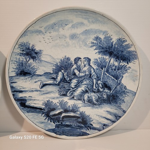 Paire assiettes scène galante - paire,