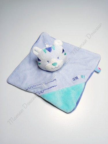 Doudou plat carré chat tigre - carré, chat/tigre