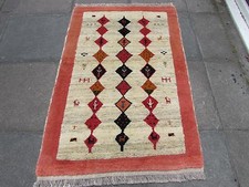 Vintage Main Fabriqué Traditionnel Tapis Oriental Crème Laine Gabbe 152x104cm