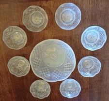 Ancienne coupe et  8 coupelles en verre opalescent 1940/60 pour sangria ou glace