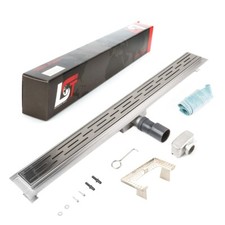 Caniveau Lignes Fente 800x70mm Gouttière Avec Inox Siphon Grille Filtrante