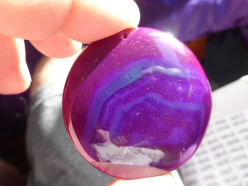 Pendentif rond agate violet - pendentif,