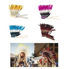 Coiffe en plumes artificielles, style indien, pour spectacles sur scène