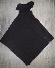 Poncho carré tricot marron aqrilique taille:36 / 38 S / M (106v)