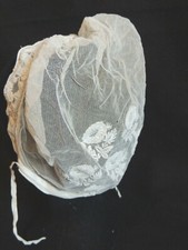 Ancienne Coiffe brodée costume Broderie Dentelle Antique French Lace Bonnet C1