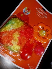 CLOWN Costume ACCESSORIES SET 3pc NEW Wig Nose Squirting Flower CIRCUS FUN