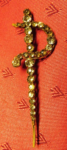 Broche ancienne épée pavée - broche,