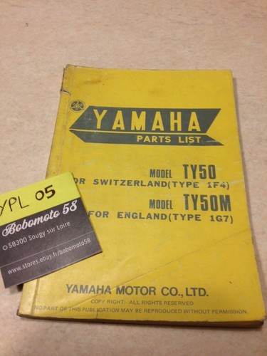 Yamaha parts list - ty50, 1f4
