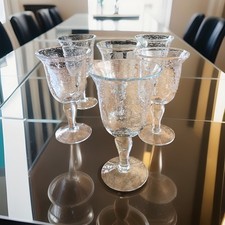 Lot de 6 verres à pieds en verre bullé dans le gout de Biot TBE