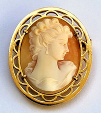 MAGNIFIQUE ancienne BROCHE CAMEE monture métal doré