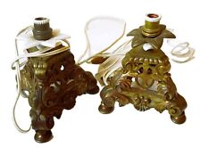 Paire de veilleuses sur base de chandeliers en bronze montées en lampe 