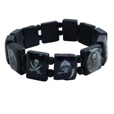 Bracelet en bois Crânes noir