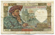 (1655) BILLET de 50 FRANCS  ( JACQUES COEUR ) ( Date très RARE : C.5-12-1940.C.)