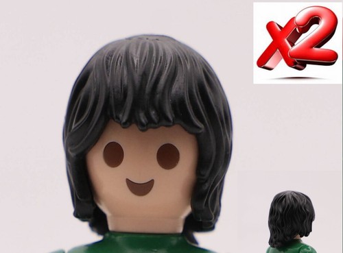 Playmobil perruque noire - x2,