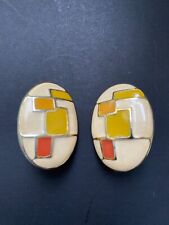 Anciennes Boucles d'Oreilles - à Clip - Émaux de Limoges - Années 70 - Vintage