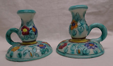 Paire bougeoirs , Faience de Monaco Cérart , vintage