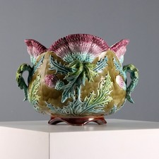 Cache Pot Ancien Céramique Barbotine Europe du XXe Siècle Original