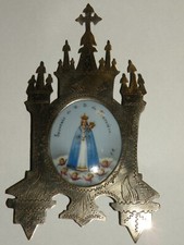 Notre Dame de Fourvière métal argenté faïence peinte à la main