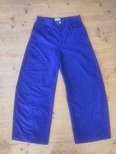 Women's Blue Deconstructed Cotton Barrel-Leg Trousers - size EU 36-38 - new