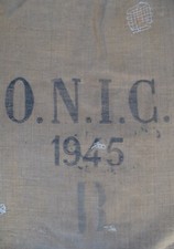 ancien sac toile de jute O.N.I.C France 1945 A.P.O.C  / voir descriptif