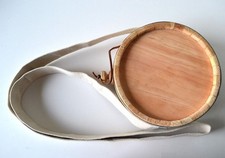 048 - GOURDE en bois 1815 + sangle toile Infanterie Anglaise 1er empire Waterloo