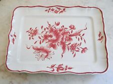 MAGNIFIQUE GRAND PLAT / PLATEAU DECOR FLORAL EN FAIENCE GOUT DE LUNEVILLE