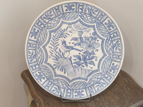 Grand plat rond faience de - ,