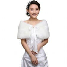 Châle Épaule En Fourrure Synthétique Pour Mariée Avec Nœud En Satin