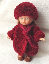 tenue bordeaux vêtements pour poupée Mini Corolline Corolle gilet écharpe bonnet