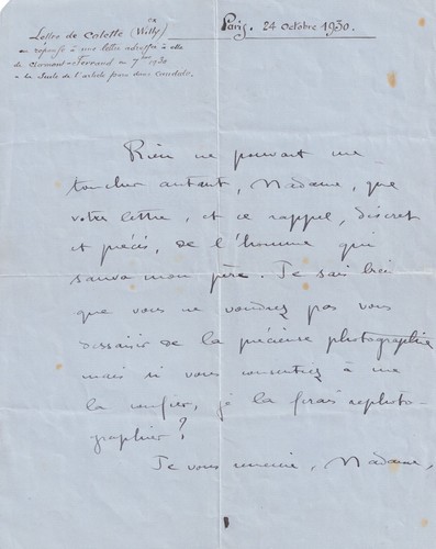 Colette lettre autographe - colette,