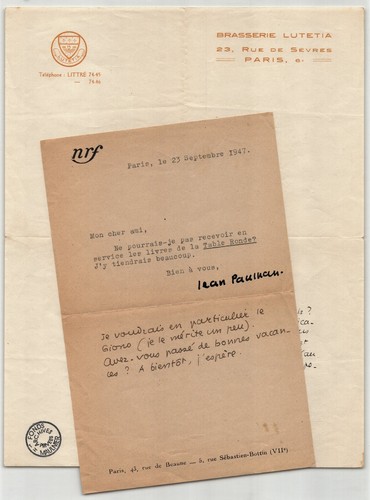 Jean paulhan deux lettres - paulhan, -deux
