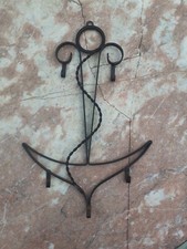 Porte clé mural vintage en forme d Ancre de Marine en fer forgé ,patère pour clé