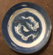 Assiette en porcelaine de Chine, décor bleu blanc Fin XIXe siècle, dynastie Qing