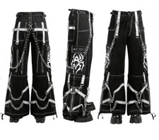 Pantalon cargo araignée blanc gothique : pantalon streetwear punk rock avec...