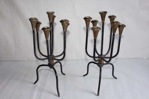 Paire chandeliers métal - de, en