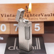 Briquet Dunhill Rollagas argent motif CHEVRON _nettoyé par ultrasons_fonctionne