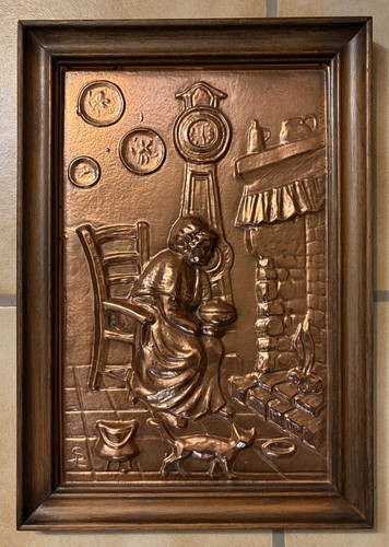 Ancien tableau cuivre - tableau, repousse