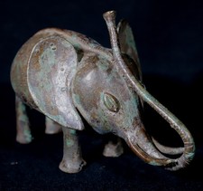 Art Africain Tribal - Figurine en Bronze - Éléphant Akan Baoulé Baule - 15 cms