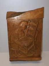 -PLAQUE BOIS EPAISSE CHAISIER BOIS Sculpté ENSEIGNE REMPAILLEUR CHAISE Déco   D