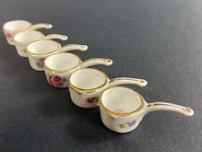 Suite de 6 casseroles miniature porcelaine Restaurant LASSERRE Av F.D. Roosevelt