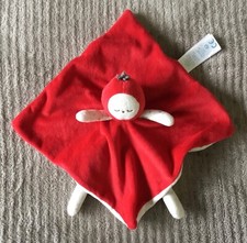 Doudou Poupée Fraise blanc rouge étoiles grises Obaibi Okaidi Obaïbi Okaïdi