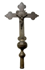 Croix de Procession Bronze Christ Assomption Vierge Cérémonie Religieuse 18 ème