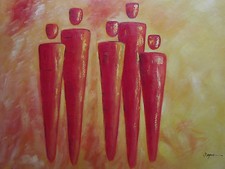 Abstrait Rouge Orange People