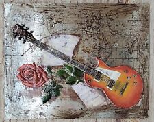 Guitare Avec Rouge Rose Fleur